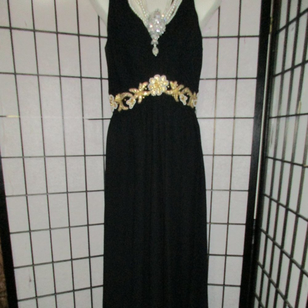 VINTAGE 70s JUMPSUIT PANTS BLACK WIDE LEG DISCO PALAZZO SEQUIN WAIST  28 Small